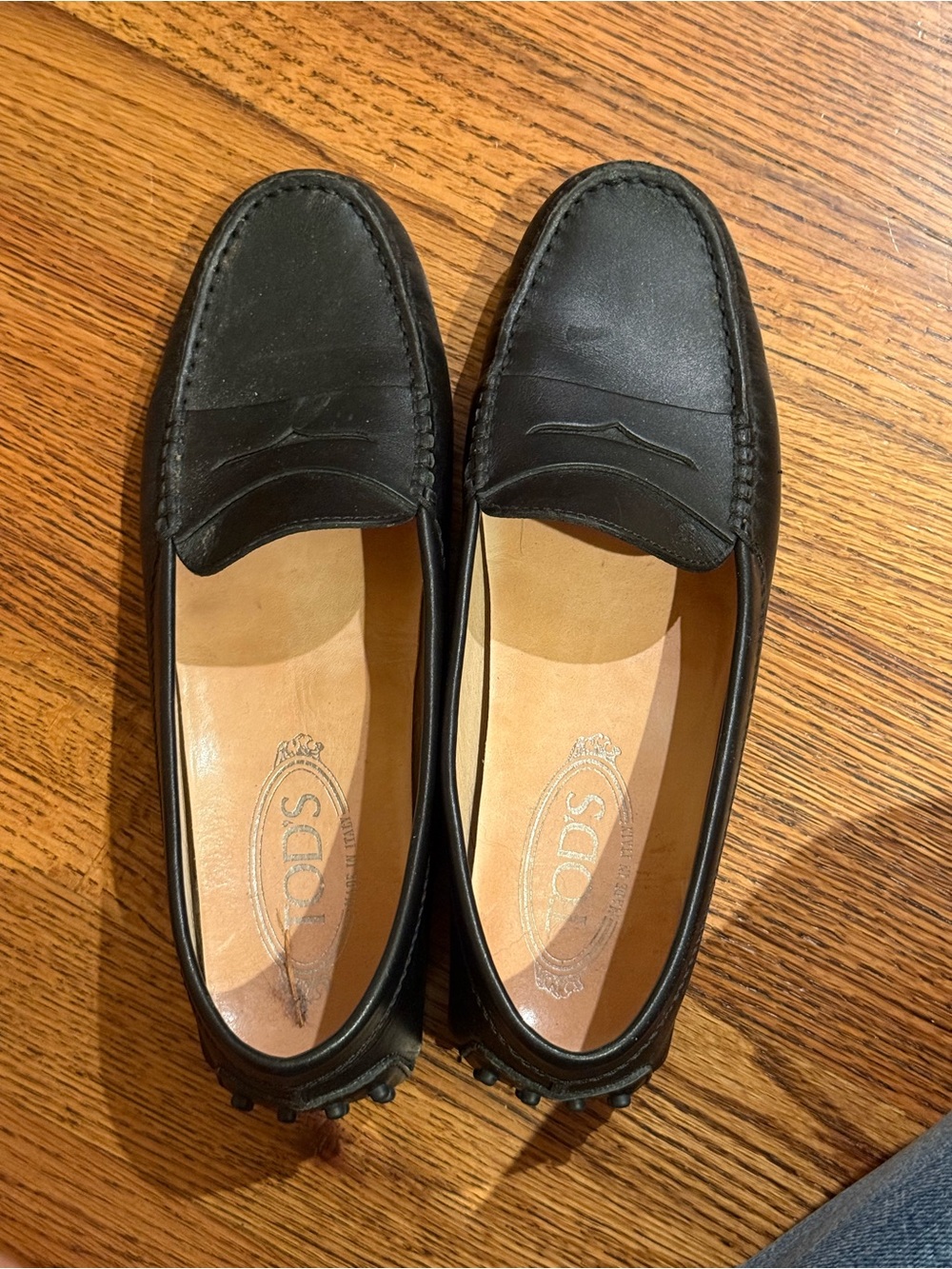 Tod's Black Leather Penny Loafers